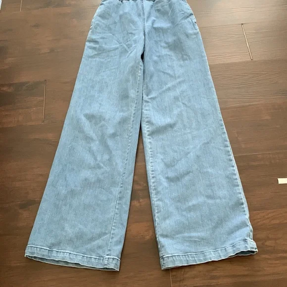 RACHEL ROY DENIM JUMPSUIT CUTOUT OVERALLS WIDE LEG LIGHT WASH - Picture 9 of 16